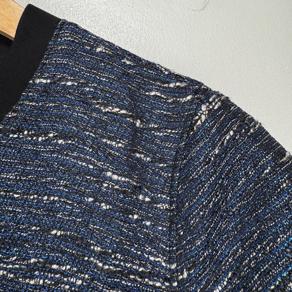 Madewell Shimmerweave Colorblock Dress Women Size 6 Blue Black Short Sleeve NWT - Picture 6 of 10
